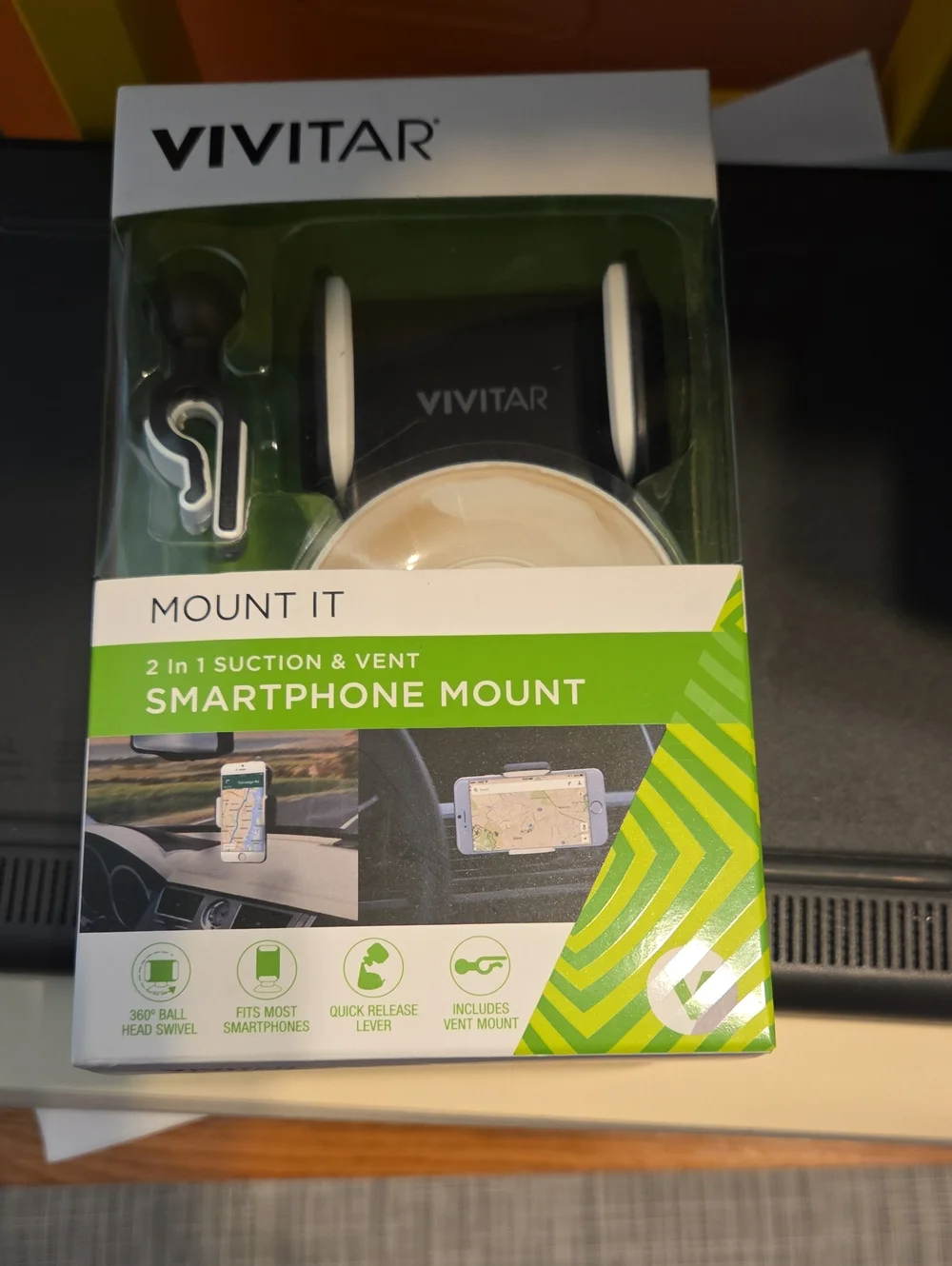 Vivitar Black & White Smartphone Mount - 2-in-1 Suction & Vent